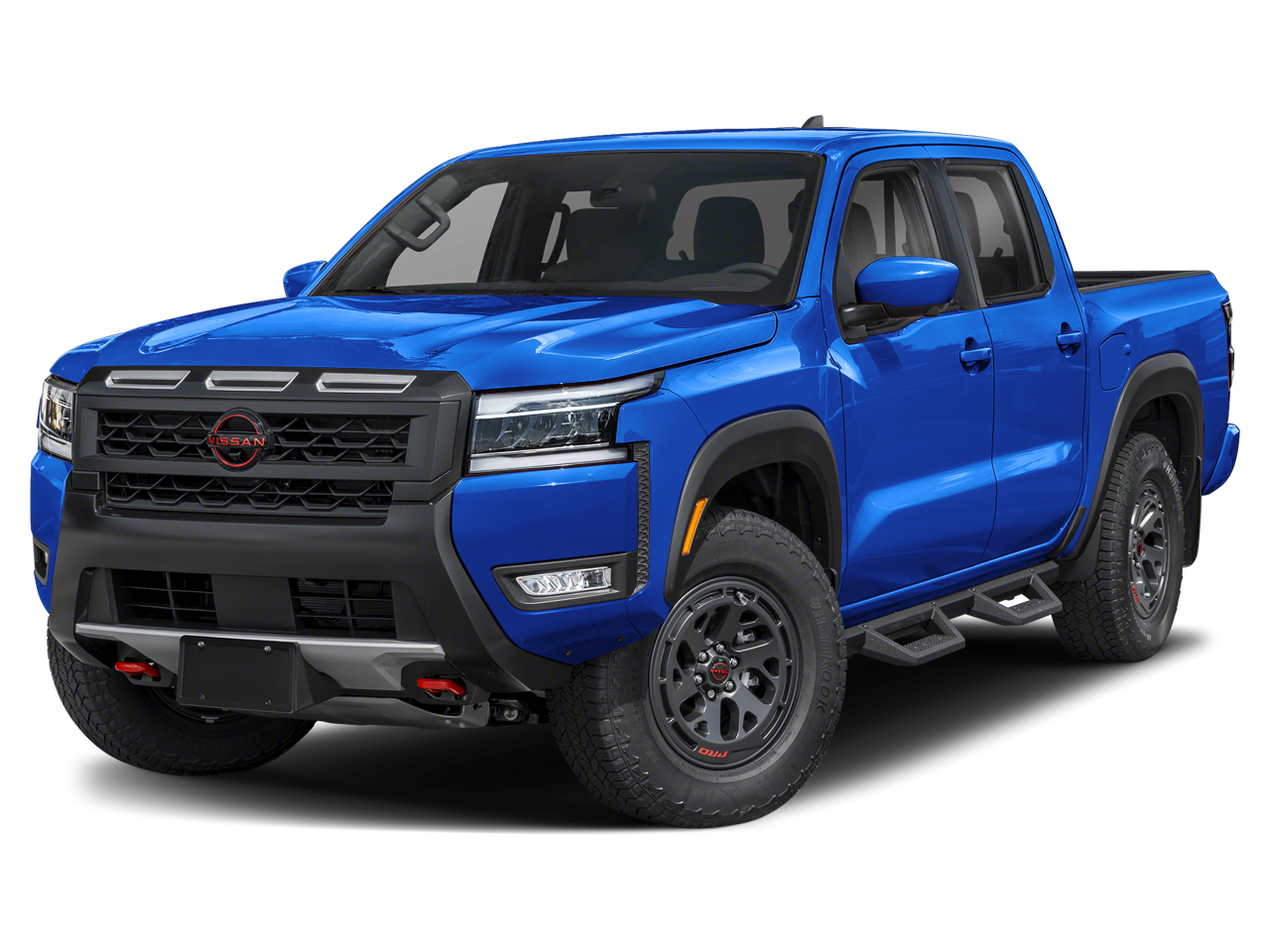 2026 Nissan Frontier Crew Cab PRO-4X Long Bed in Bluestone Pearl — front three-quarter view