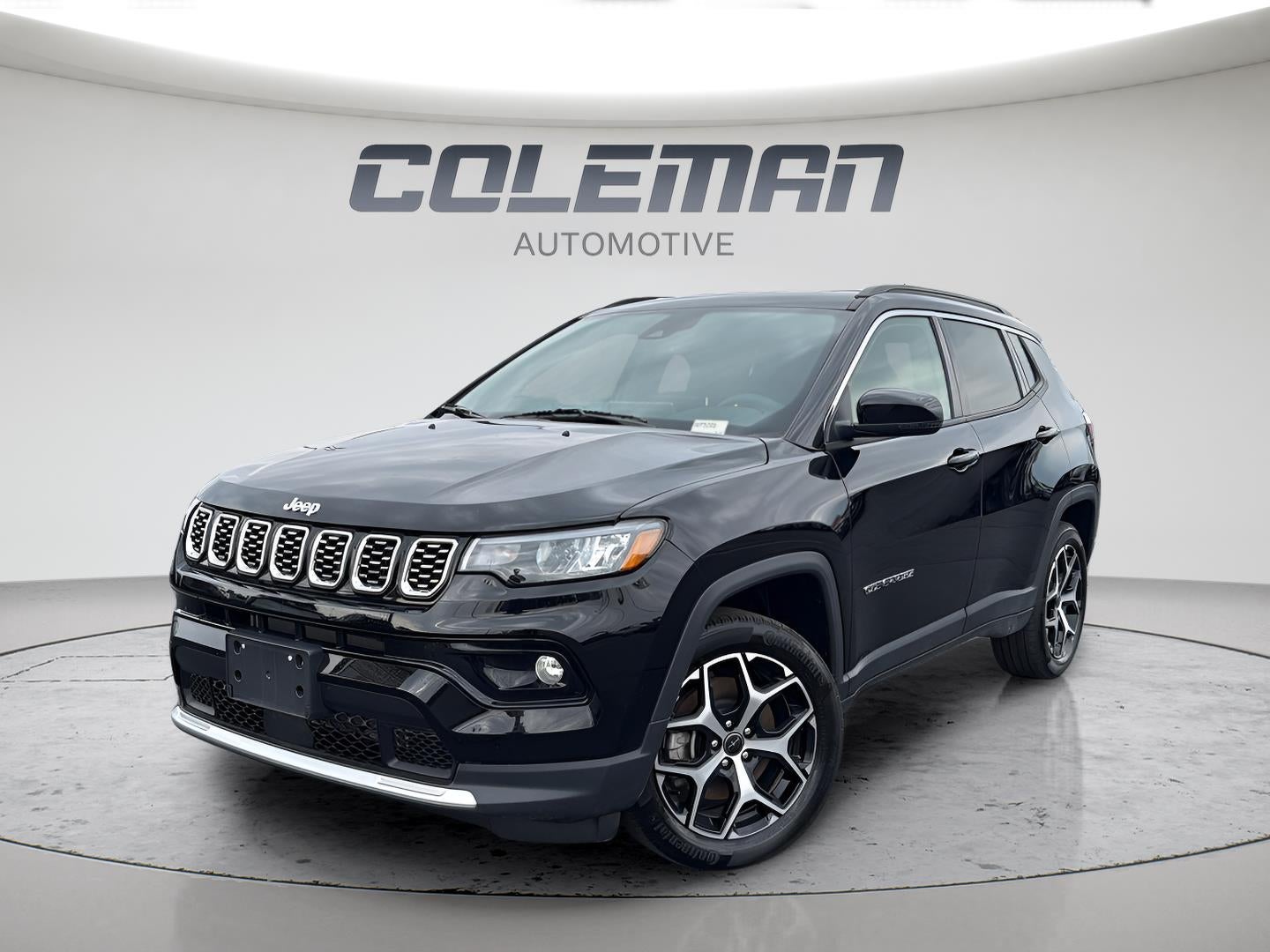 2025 Jeep Compass Limited in Diamond Black Crystal Pearlcoat — front three-quarter view