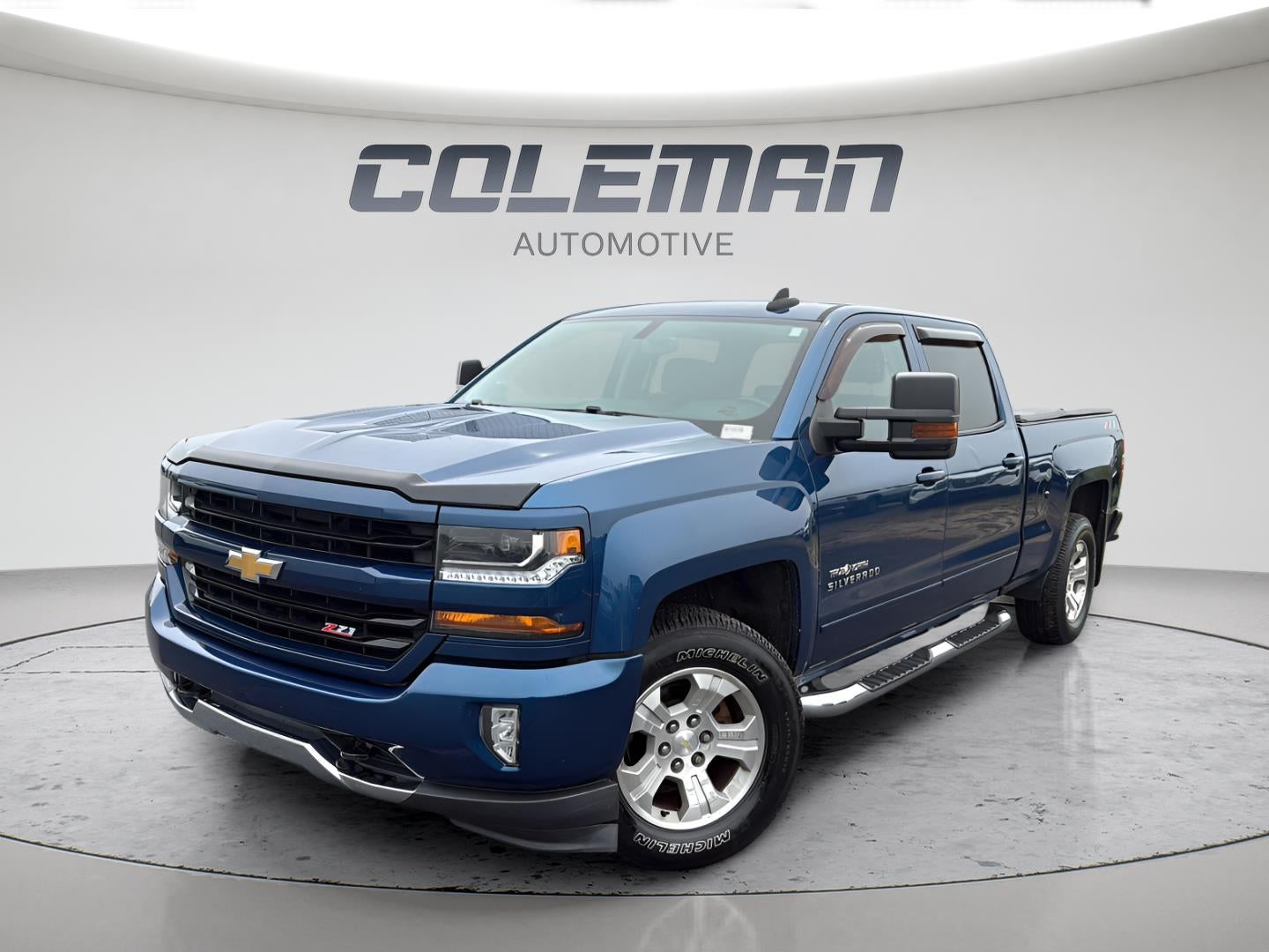 2018 Chevrolet Silverado 1500 LT in Deep Ocean Blue Metallic — front three-quarter view