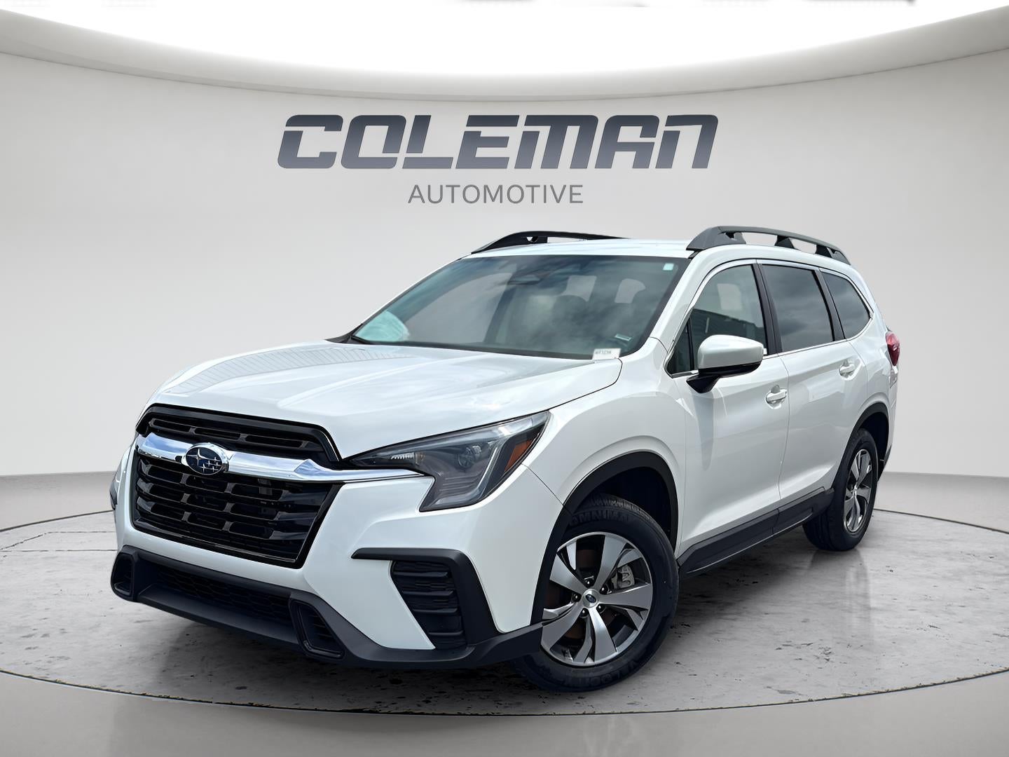 2025 Subaru Ascent Premium in Crystal White Pearl — front three-quarter view