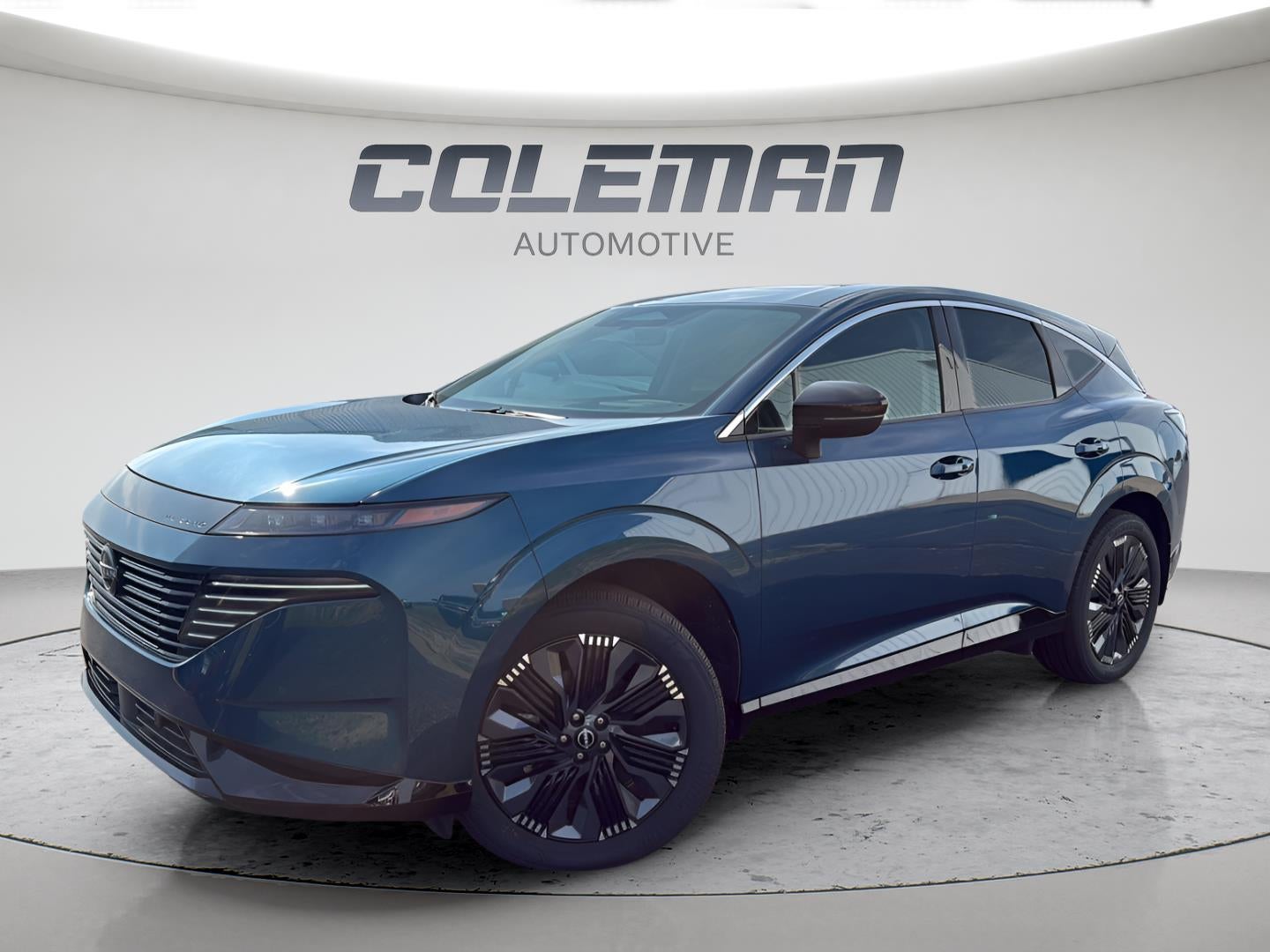 2026 Nissan Murano Platinum in Aurora Blue Pearl Metallic — front three-quarter view