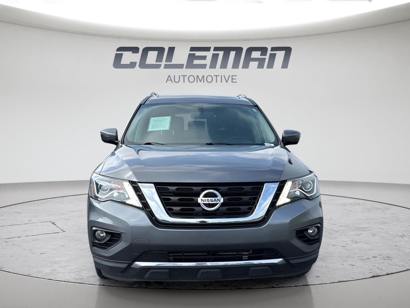 2018 Nissan Pathfinder SL in Gun Metallic — front three-quarter view